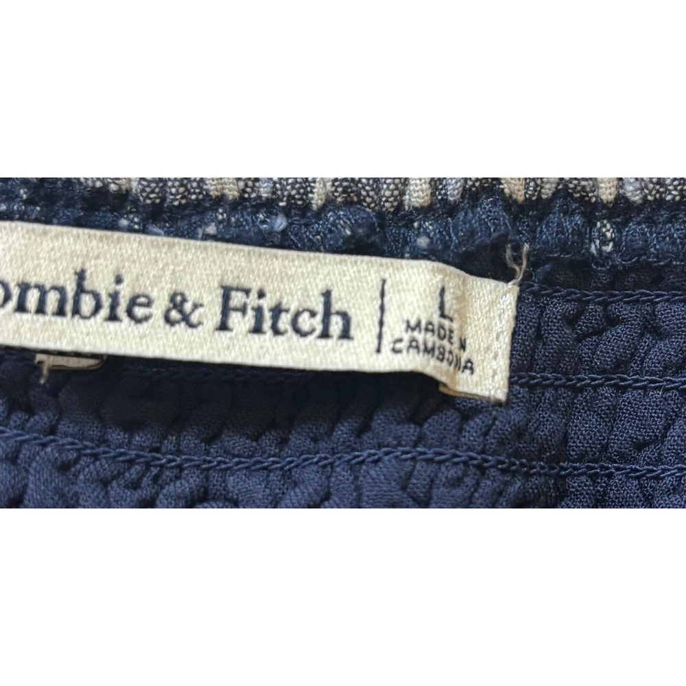 Abercrombie & Fitch Romper Women's Navy Blue Excellent Plaid Tie Strap Large - Picture 6 of 8